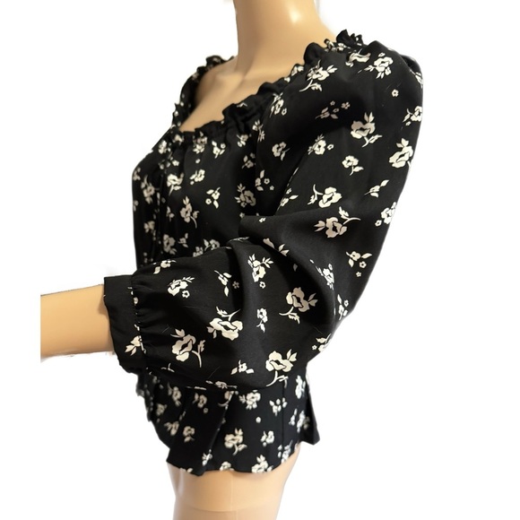NWT Designer JAMIE MIZRAHI Sweet Baby Jamie Blouse Black Floral Sz S/M MSRP $230 - Picture 6 of 15
